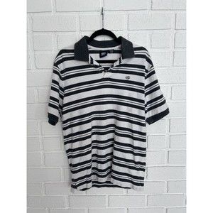 Kirra Skate Surf 90s Y2K Polo Mens Large Short Sleeve White Striped Vintage